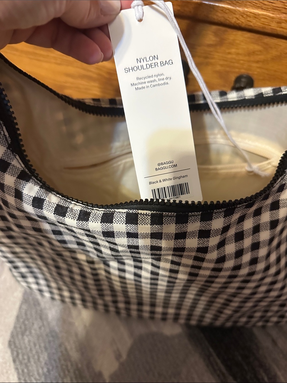 BAGGU Black & White Gingham Shoulder Bag - NWT - Picture 3 of 3